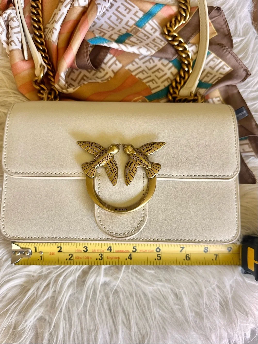 ✨Authentic Pinko Genuine Leather Crossbody in White & Gold, Stunning Condition✨